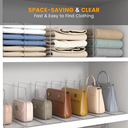 OKPOW Acrylic Shelf Dividers for Closet Organization: 8 Pack Tall Durable Clear - Image 6