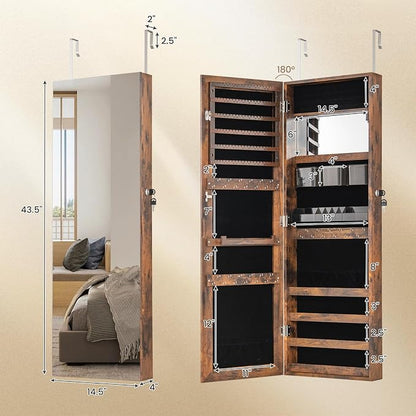 CHARMAID Jewelry Cabinet Wall or Door Mounted, Hanging Lockable Jewelry Armoire - Image 7