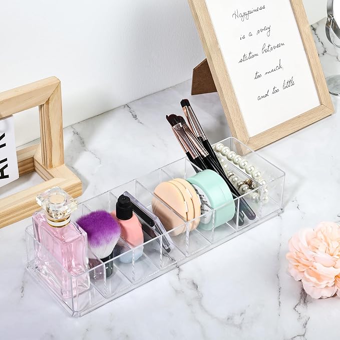 Acrylic Makeup Brush Organizers, 2 Pack 8 Section 8 Compartments Transparent - Image 6