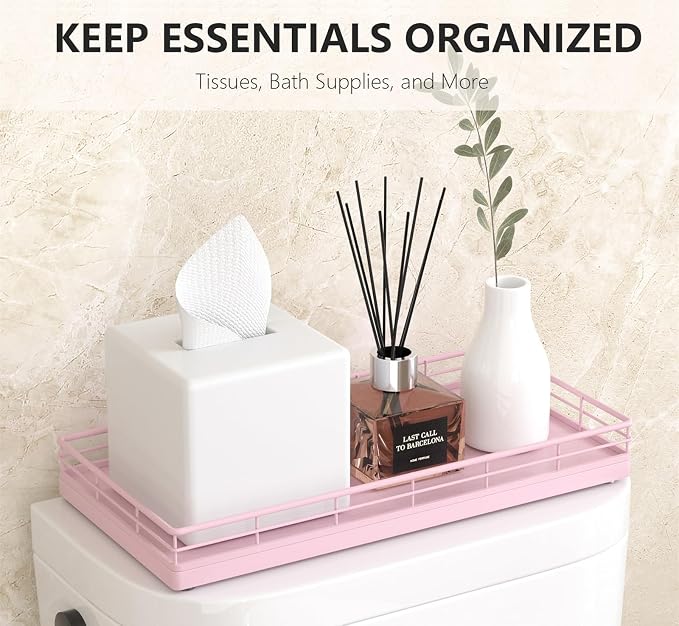 Toilet Tank Tray Organizer – Oak Wood Bathroom Counter Basket - Image 3