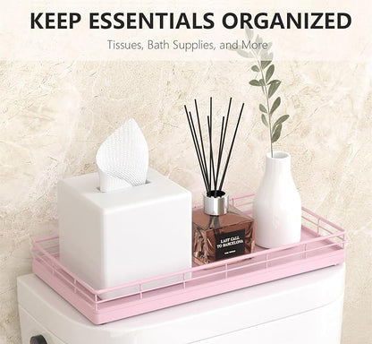 Toilet Tank Tray Organizer – Oak Wood Bathroom Counter Basket - Image 3