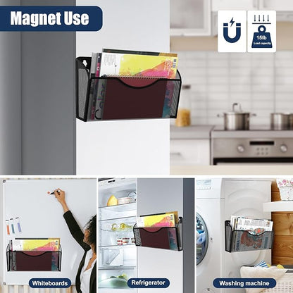 Magnetic File Holder 3 Pockets File Folder Organizer, Office Hanging Magazine - Image 5