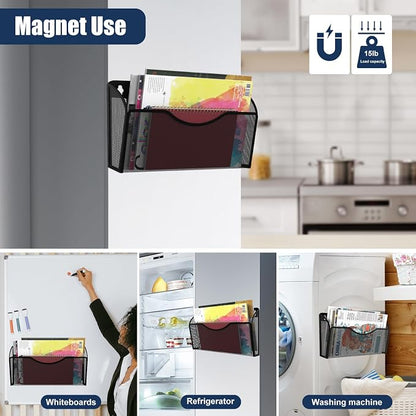 Magnetic File Holder 2 Pockets File Folder Organizer, Office Hanging Magazine - Image 5