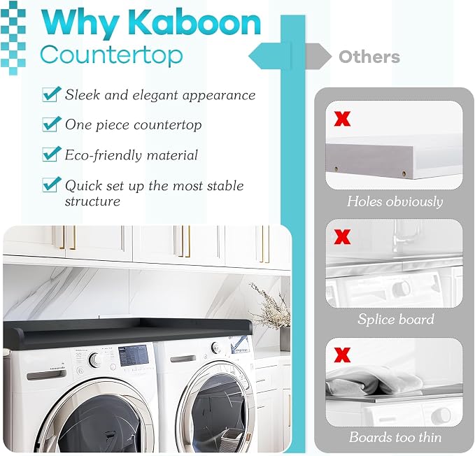 Kaboon Washer Dryer Countertop 58" x 28" Extra Large Version, Melamine - Image 4