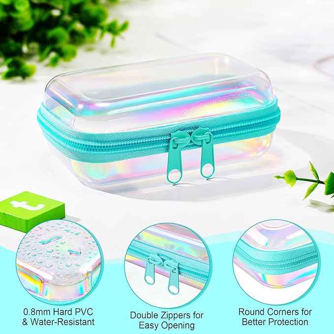 Sanwuta 6 Pcs Clear Hard Zipper Case Hard Plastic Zipper Pouches Transparent - Image 3