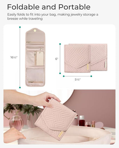BAGSMART Travel Jewelry Organizer Case Foldable Small Jewelry Roll - Image 6