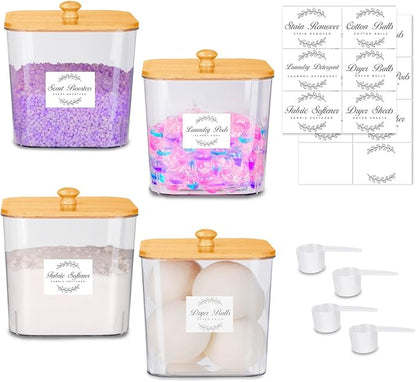 efluky 4 pack Laundry Pods Container & Dryer Sheet Holder Set, Laundry Pods by efluky