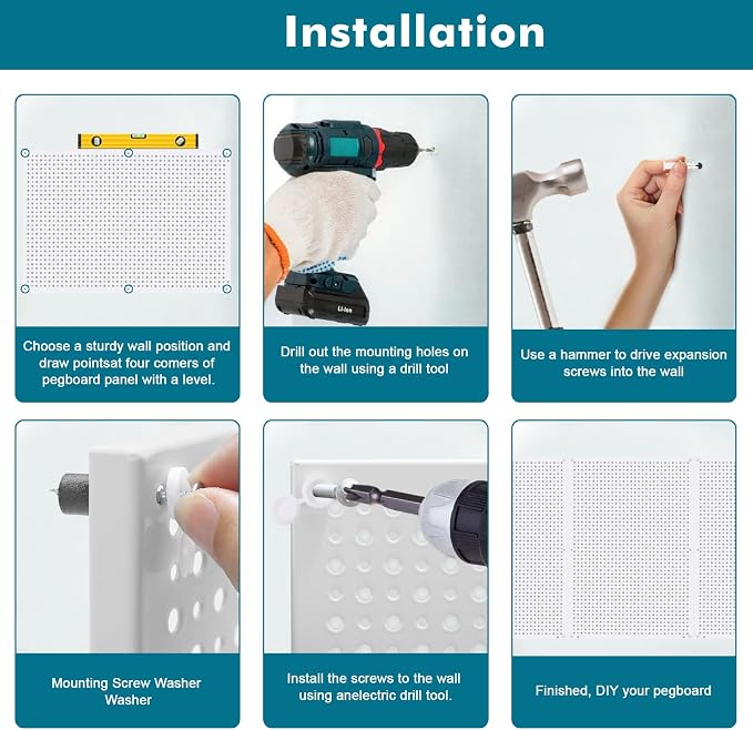 Pegboard Rack Garage Storage, Steel Pegboard Heavy Duty- 3 Pack 16-Inch X - Image 5