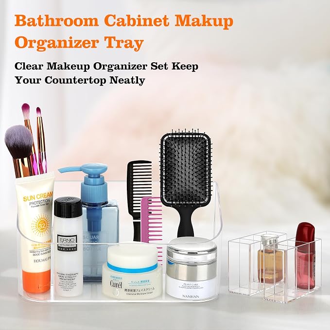 Clear Makeup Tray Holder Organizer Cosmetic Display Case, Small Makeup Organizer - Image 6