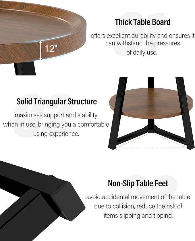 Small Round End Table, 2-Tier Side Table - Image 7
