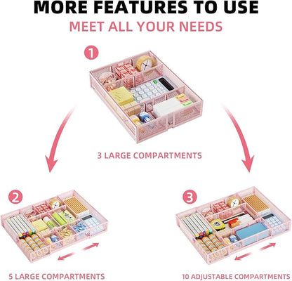 Marbrasse Expandable Desk Drawer Organizer, Mesh Tray - Image 5