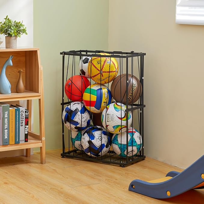 Garage Ball Storage Wall-Mounted & Floor Sports Equipment Organizer: Sports - Image 3
