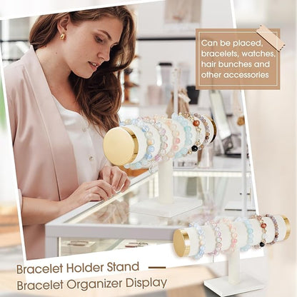 Wenqik 4 Pcs Bracelet Holder Stand Beige Velvet Bracelet Jewelry Display Holder - Image 3