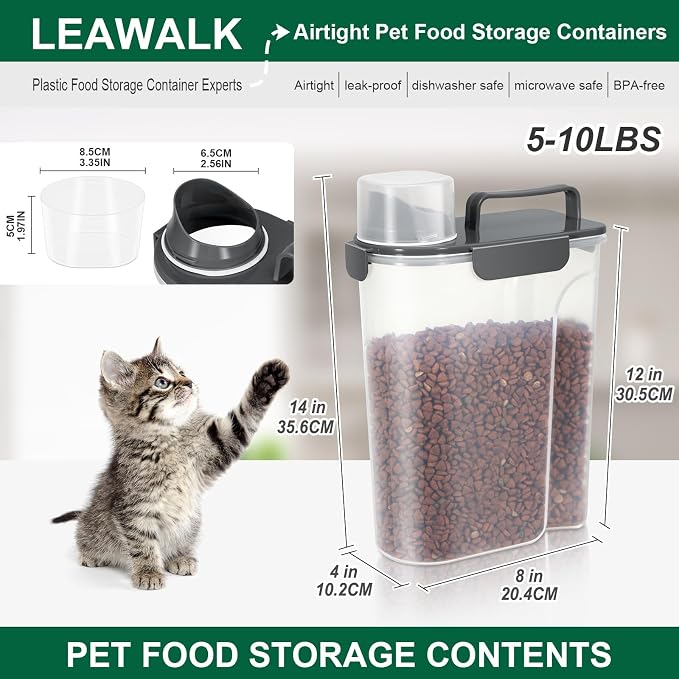 5-7Lbs Cat Dog Storage Container, Portable Pet Food Containers - Image 3