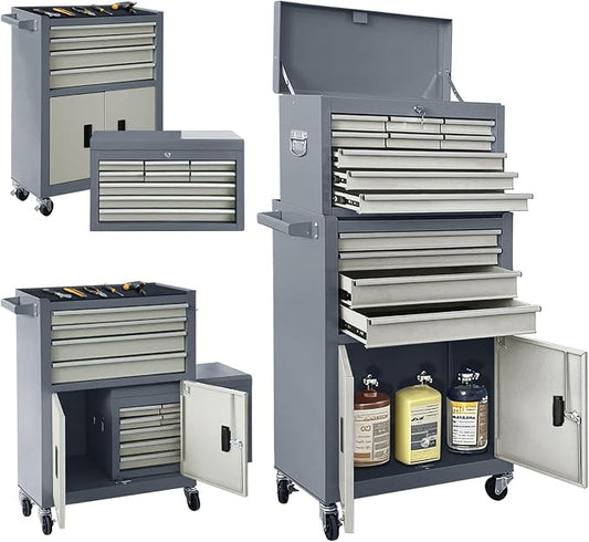 13-Drawer Double Doors Handle Rolling Tool Chest, 2 in 1 Detachable Rolling by TOKUWA