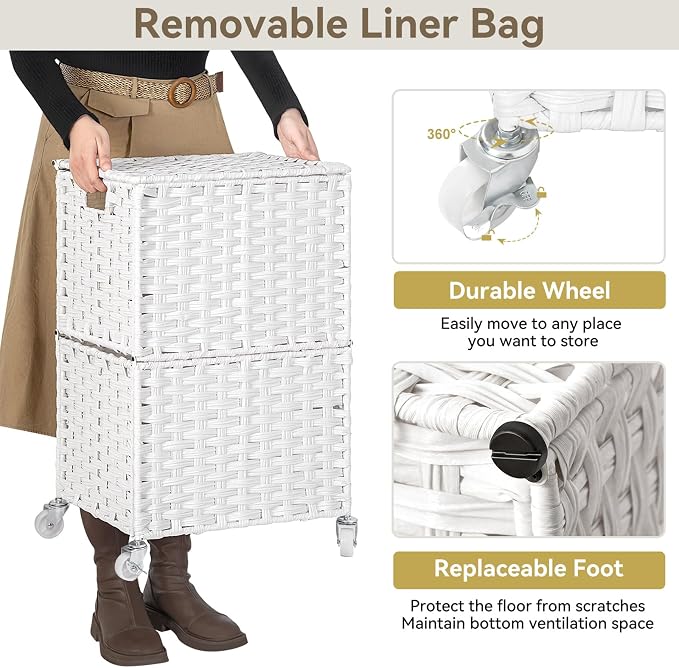 Chrislley 90L Slim Laundry Hamper - Image 5