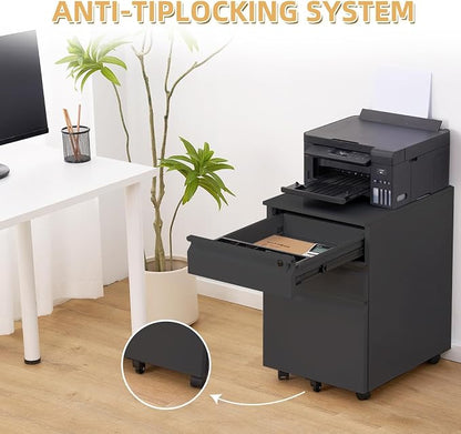 Garvee Mobile Filing Cabinet 3 Drawer, Under Desk File Cabinet - Image 5