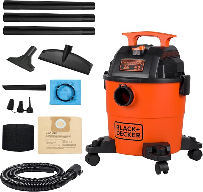 BLACK+DECKER Shop Vacuum Wet and Dry, 4 Gallon 3-in-1 Portable Shop Vac by BLACKDECKER