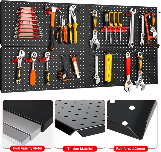 4Pcs Metal Pegboard Panels 24"x12" - Image 4
