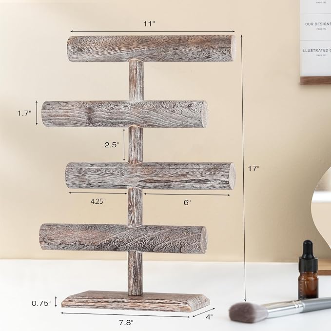 LadyRosian 4 Tier Wooden Display Jewelry Accessory Stand Jewelry Bracelet - Image 2