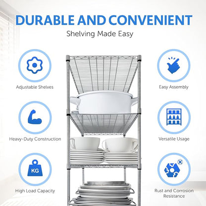 4000 LBS Heavy Duty Metal Shelving Unit – 36x18x76 NSF 5-Tier Wire Rack - Image 4
