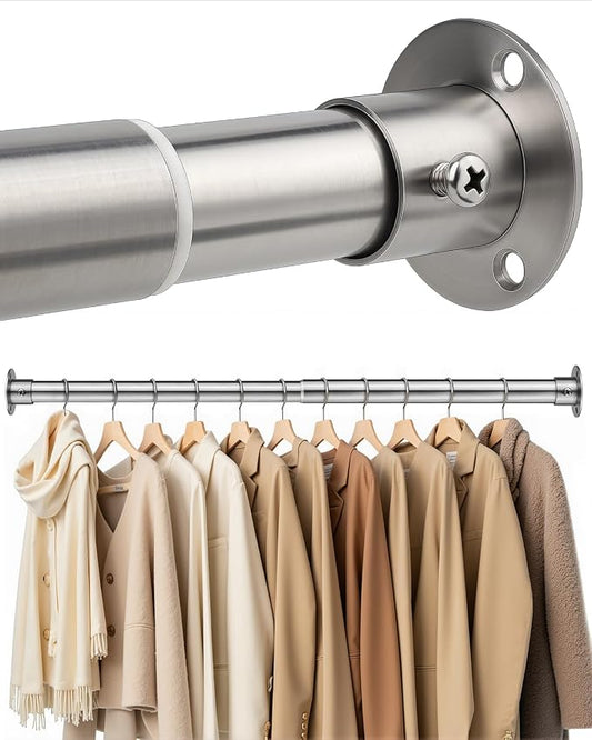 Closet Rods for Hanging Clothes, 17-52 Inch Heavy Duty and Stepless Adjustable by CTSZOOM