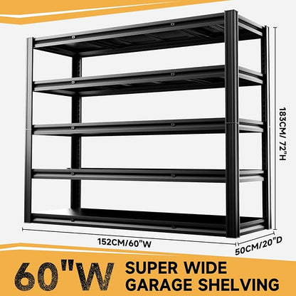 5-Tier 60" W x 20" D x 72" H Garage Shelving Metal Storage Rack 3000LBS Garage - Image 3