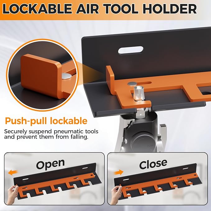 Air Tool Pneumatic Tool Holder, Wall Mount Air Tool Rack, Lockable Air Tool - Image 3