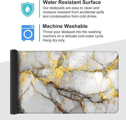 White Marble Mouse Pad – Large Extended Desk Mat 35.43 x 15.75 in – Elegant - Image 4