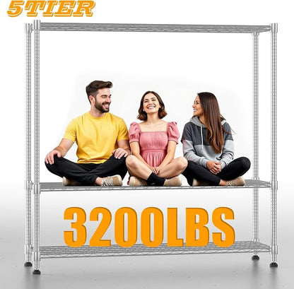 Himimi Storage Shelves with Wheels, 5-Tier Heavy Duty Steel Wire Rack Storage - Image 6