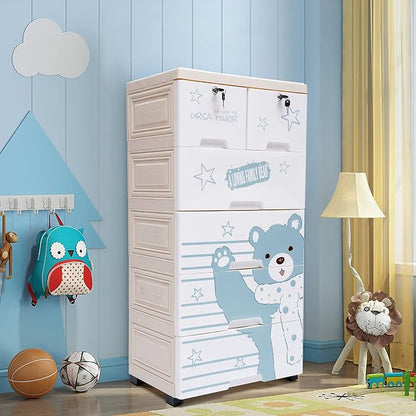 Plastic Drawers Dresser, 6 Drawers Storage Cabinet Polar Bear Tall Standing - Image 2