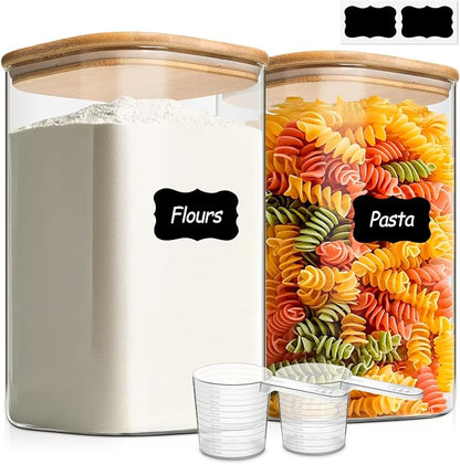 ComSaf 1.2 Gallon Wide Mouth Flour Sugar Storage Containers 2 Pcs, 4.6 Qt Glass by ComSaf