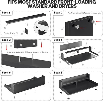 Washer Dryer Countertop with 2-Tier Shelf, Wood Topper with Non-Slip Pad - Image 8