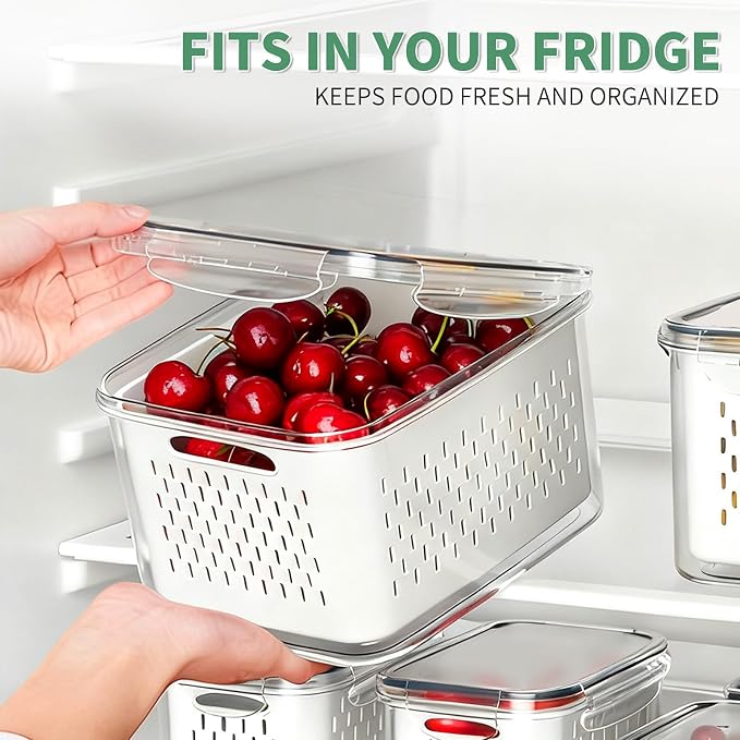 3 Pcs Fruit Containers for Fridge, Strawberry Storage Containers for Fridge - Image 5