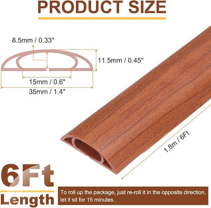 HARFINGTON 6ft Cord Cover Floor W0.6 x H0.33 Inner Channel PVC Hide Extension - Image 2
