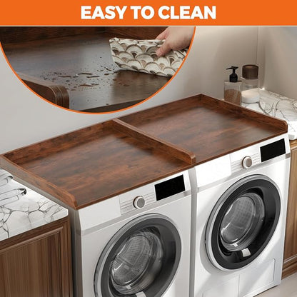 Washer Dryer Countertop, Wooden Laundry Countertop Set of 2 Dryer Storage Shelf - Image 2
