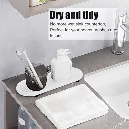 2PCS Water Absorbing Stone Tray, Fast Drying Diatomite Stone Sink Tray - Image 6