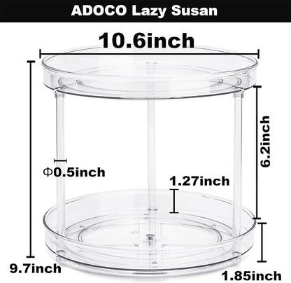 2 Tier Lazy Susan, 10.6 Inch Clear Makeup & Skincare Organizer, Bathroom - Image 5
