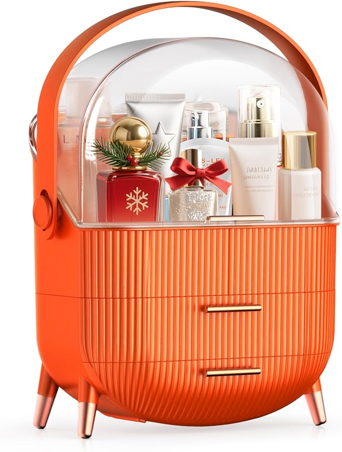 MASSY Egg Shape Makeup Storage Box, Countertop Portable Vanity Cosmetics by MASSY