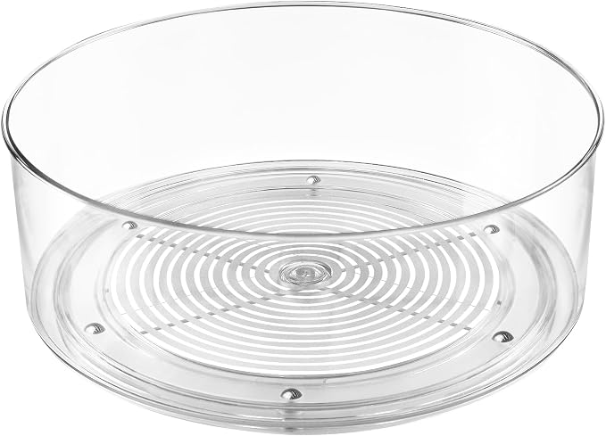 Refrigerator Lazy Susan, Round Clear Turntable Organizer, Plastic 360 Degree by SlowSLog