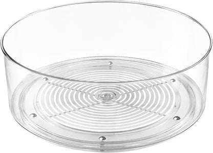 Refrigerator Lazy Susan, Round Clear Turntable Organizer, Plastic 360 Degree by SlowSLog