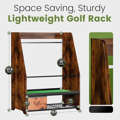 Golf Bag Organizer Rack – Large Wooden Golf Storage - Image 3