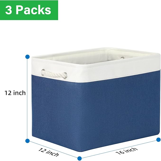 Bidtakay Large Storage Baskets for Shelves 3 Pack Fabric Storage Bins for - Image 7