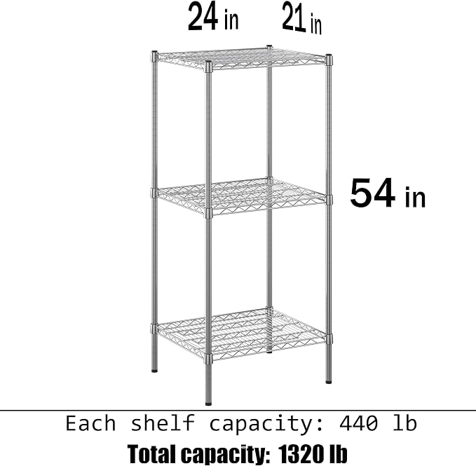 21" Deep x 24" Wide x 54" Height Wire Shelving Kit | 3-Tier | NSF Commercial - Image 3
