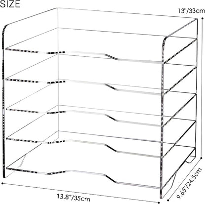 SANRUI Acrylic Desk File Organizer 5 Tier Letter Tray Paper Organizer - Image 2