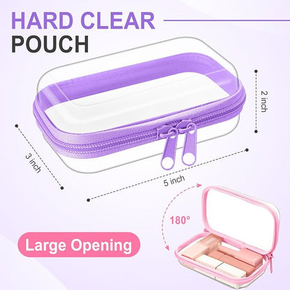 Sanwuta 6 Pcs Clear Hard Zipper Case Hard Plastic Zipper Pouches Transparent - Image 2