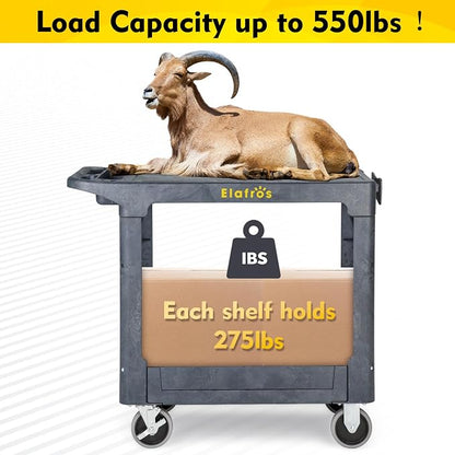 ELAFROS Heavy Duty Plastic Utility Cart Flat top 37 x 18.8 Inch - Image 6