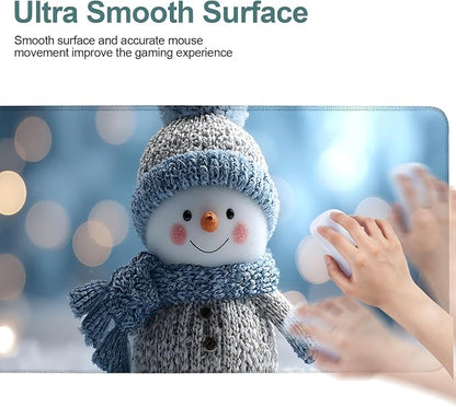 Christmas Snowman Gaming Mouse Pad 31.5"x11.8"Desk Mat Anti-Slip Rubber Base & - Image 5