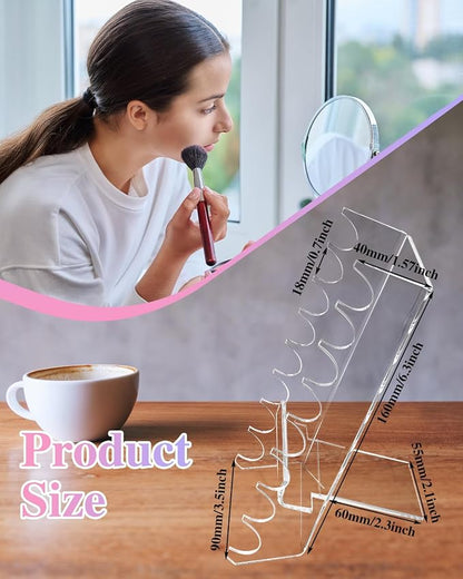 8 Tier Acrylic Makeup Brush Holder, Unique Clear Paint Brush Drying Rack Hair - Image 2