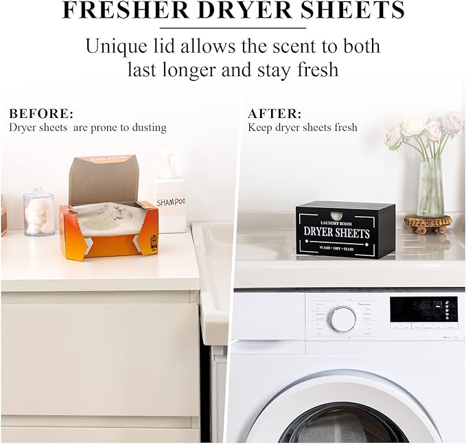 HouseJoy Dryer Sheet Holder-Black Dryer Sheet Container - Image 3